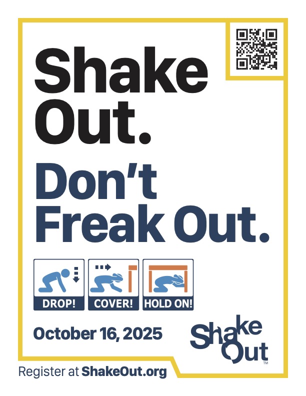 Great Shakeout Drill - Oct 16th @ 10:16a